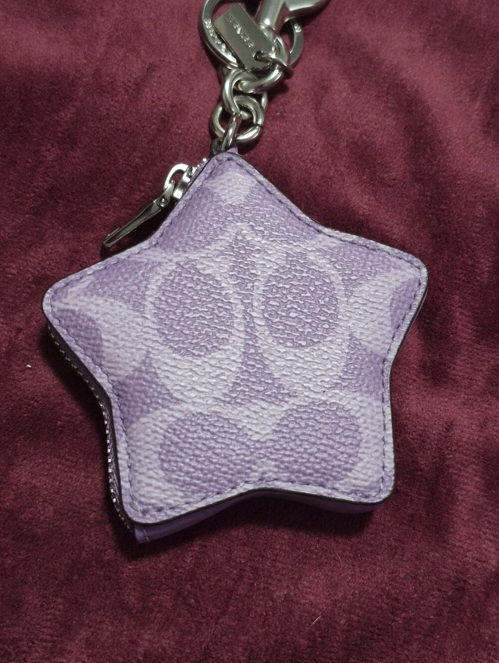 Coach Lavender Signature Star Keychain Charm